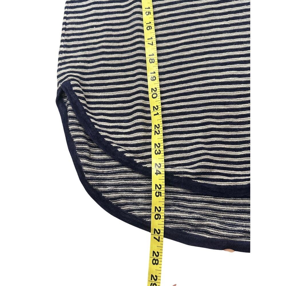 Eileen Fisher Organic Linen Cotton Striped Slub Knit Sweater Navy White R17OMH M - Picture 5 of 6